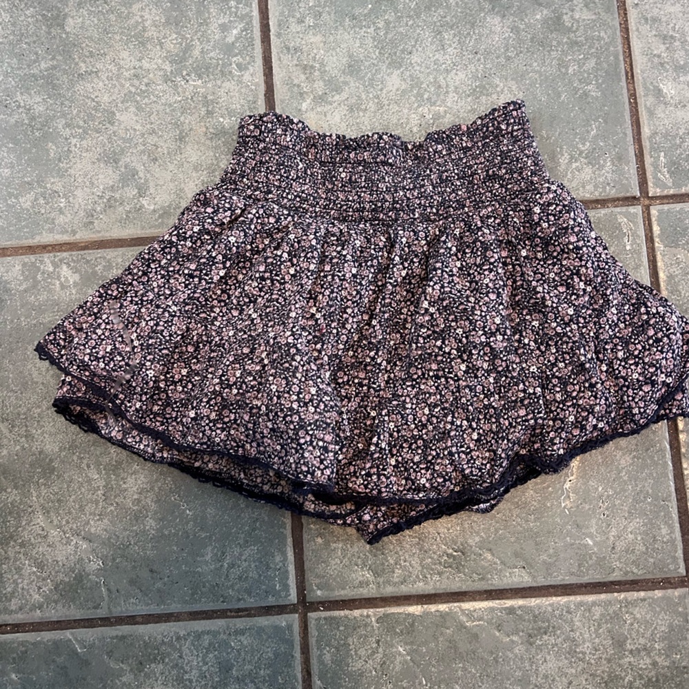 Aeropostale Black and Pink Floral Skirt